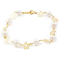 Los mejores  - Pulsera Niña oro flor petalos con perlas